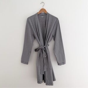 GapBody Striped Knit Robe Black White Jersey Wrap Minimal Lounge Robe Size Large